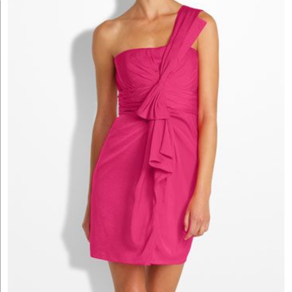 BCBG MAXAZRIA hot pink One Shoulder dress
